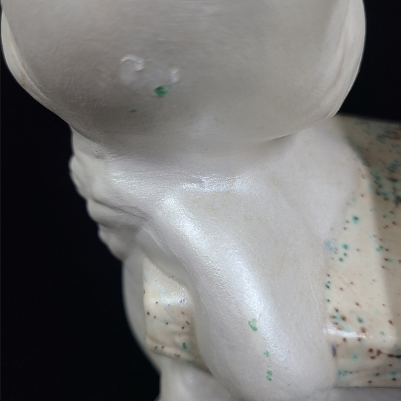 Vintage Painted Ceramic Easter Bunny Pulling Cart Easter Planter Spring Easter - Picture 5 of 10